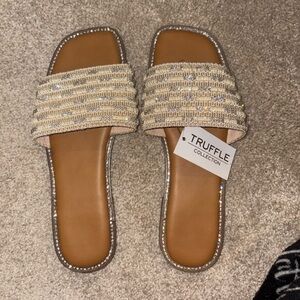 Women's Cream Sandals with rhinestones